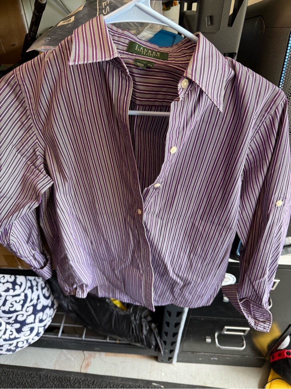 Ralph Lauren Purple and White Striped Dress Shirt